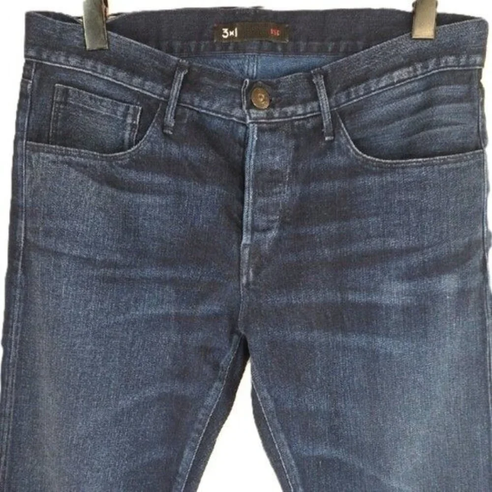 NWOT $285 3X1 NYC MEN'S M5 SELVEDGE SLIM STRAIGHT LEG JEANS IN BLUE SIZE 32